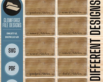 Paquete de tabla de cortar, cocina de la abuela, cocina de mamá, cocina de papá, archivo de tabla de cortar Glowforge SVG, archivo de grabado láser, archivo digital
