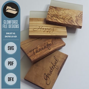 Untersetzer gravieren Datei, dankbar, dankbar, glücklich, gesegnet, Glowforge, Untersetzer SVG Set, Untersetzer Laser Datei, Laser gravieren Datei, digitale Datei