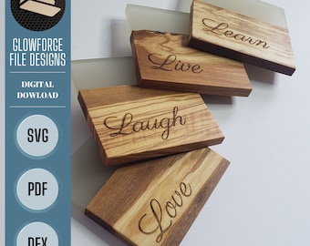 Archivo de grabado de montaña rusa, Vivir, Amar, Reír, Aprender, Glowforge SVG, Conjunto de SVG de montaña rusa, Archivo láser de montaña rusa, Archivo de grabado láser, Archivo digital