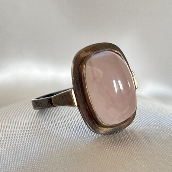 Rose Quartz Sterling Silver Rectangular Cabochon … - image 3