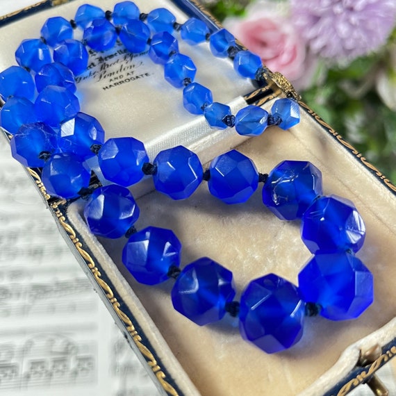 Chinese Export Bright Blue Irregular Faceted Glas… - image 1