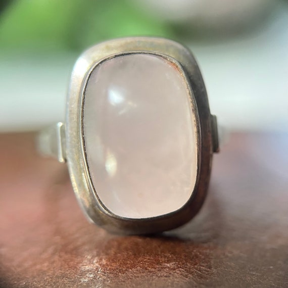 Rose Quartz Sterling Silver Rectangular Cabochon … - image 9