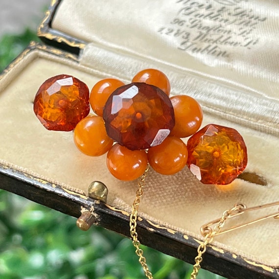 Antique Amber Victorian Natural Genuine Amber Flo… - image 1