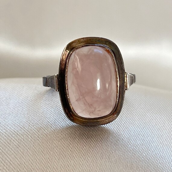 Rose Quartz Sterling Silver Rectangular Cabochon … - image 4