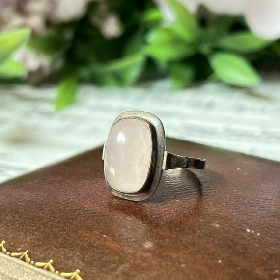 Rose Quartz Sterling Silver Rectangular Cabochon … - image 8