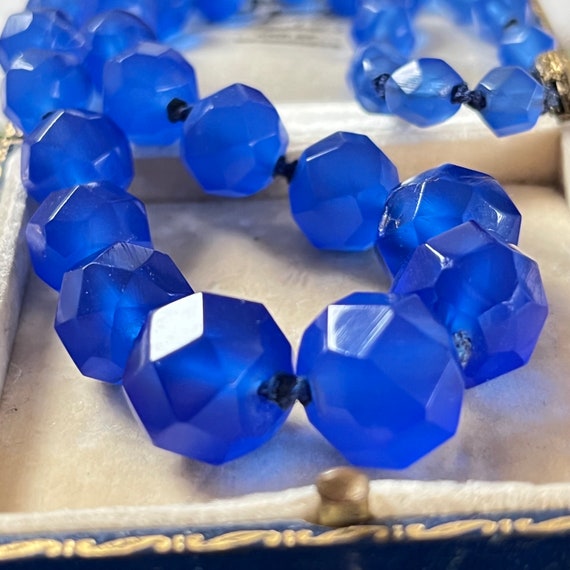Chinese Export Bright Blue Irregular Faceted Glas… - image 2