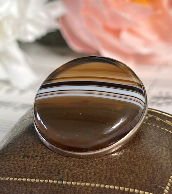 Banded Agate & 9ct Yellow Gold Antique Late Victo… - image 2
