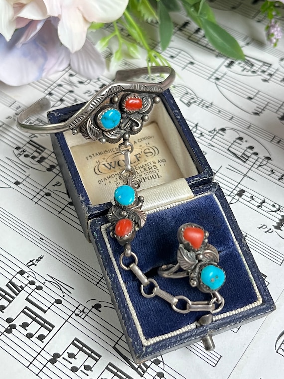 Native American Signed Vintage Sterling Silver Turquoise