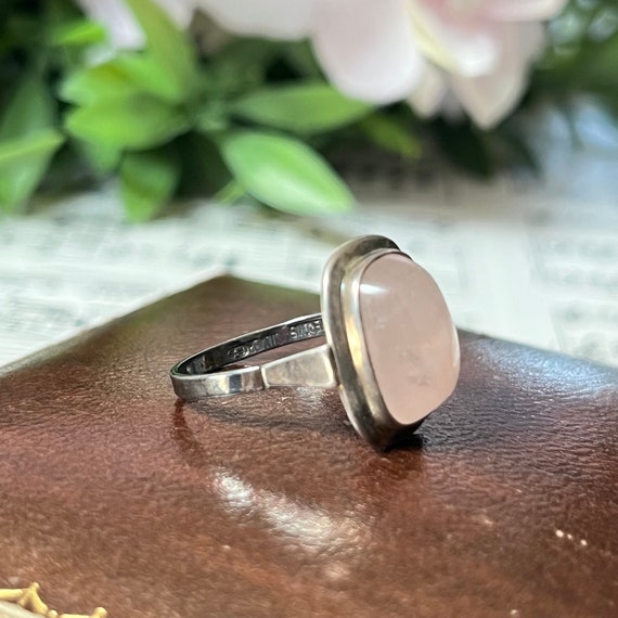 Rose Quartz Sterling Silver Rectangular Cabochon … - image 7