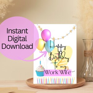 Feliz aniversário para minha esposa do trabalho, cartão de aniversário para impressão, saudação de aniversário para amigos do escritório PNG/PDF