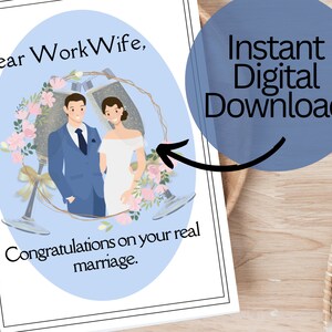 Werkvrouw, gefeliciteerd met uw afdrukbare bruiloftskaart voor collega