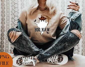 Boo Haw Halloween PNG, Retro Halloween PNG, Western Halloween PNG, Digital Download, Print on Demand, Instant Download, Cute Halloween File