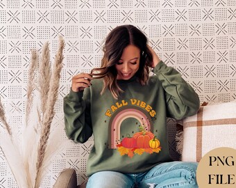 Fall Vibes PNG, Retro Fall PNG, Cute Fall PNG design, Digital Download, Instant Download, Fall Sublimation Design, Print on Demand