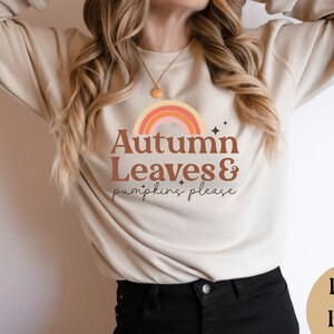 Autumn Leaves and Pumpkin Please PNG, Cute Autumn PNG, Retro Fall PNG, Digital Download, Print on Demand, Instant Download, Fall Sublimation