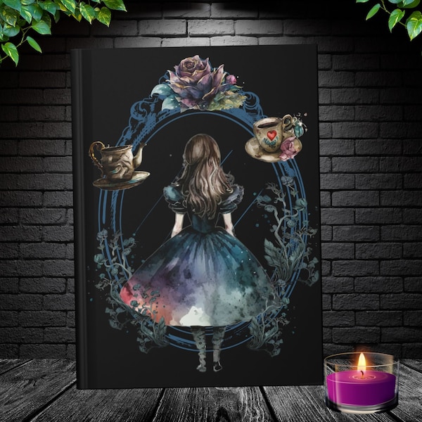 Personalized Dark Alice in Wonderland Journal, Through the Looking Glass Bizarre Wonderland Diary, for Journaling or Record Keeping