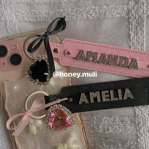 Rhinestone custom keychain. Coquette girly pretty keychain! Customizable & adorned with rhinestones, chunky y2k accessory is a must-have.