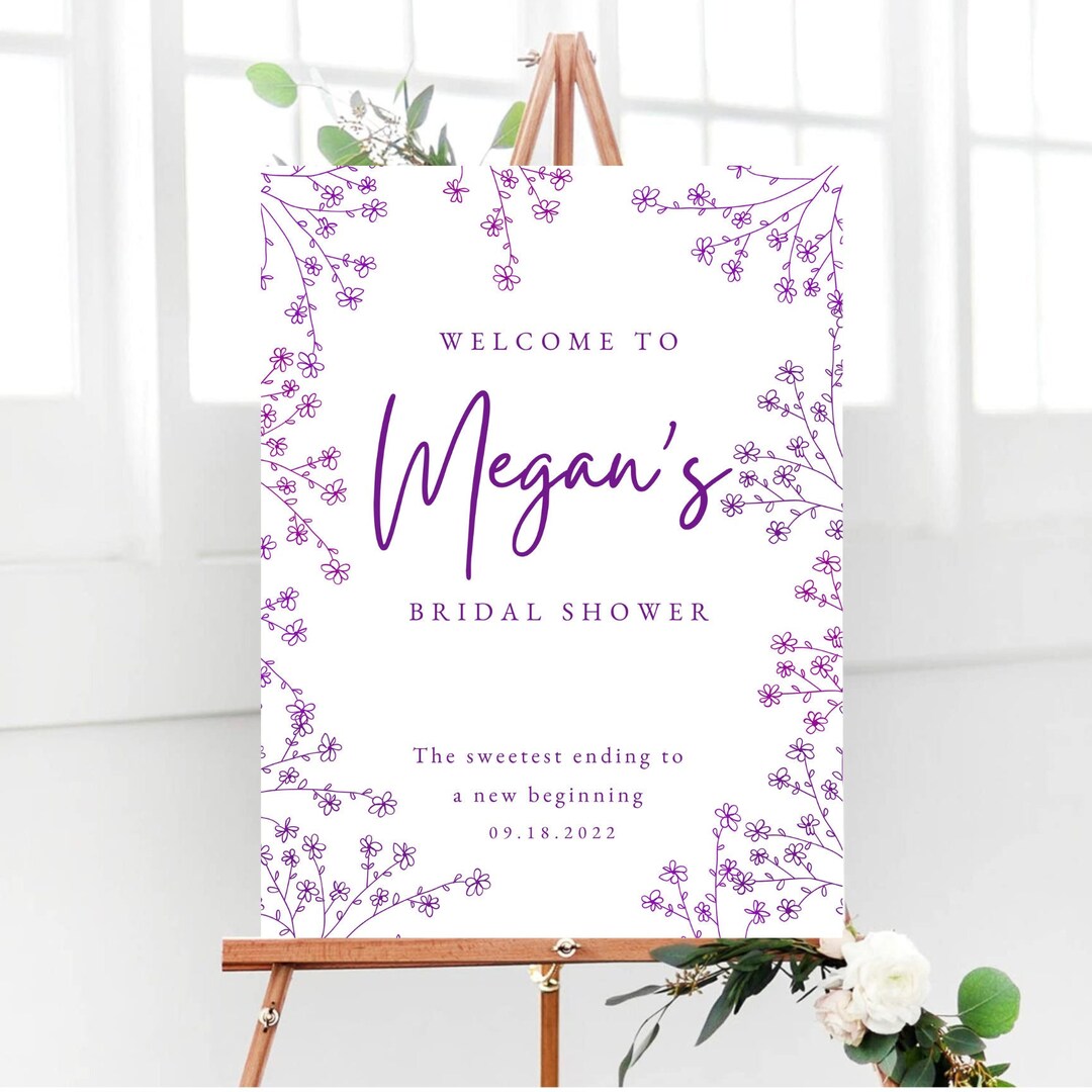 Purple Flower Bridal Shower Welcome Sign - Etsy