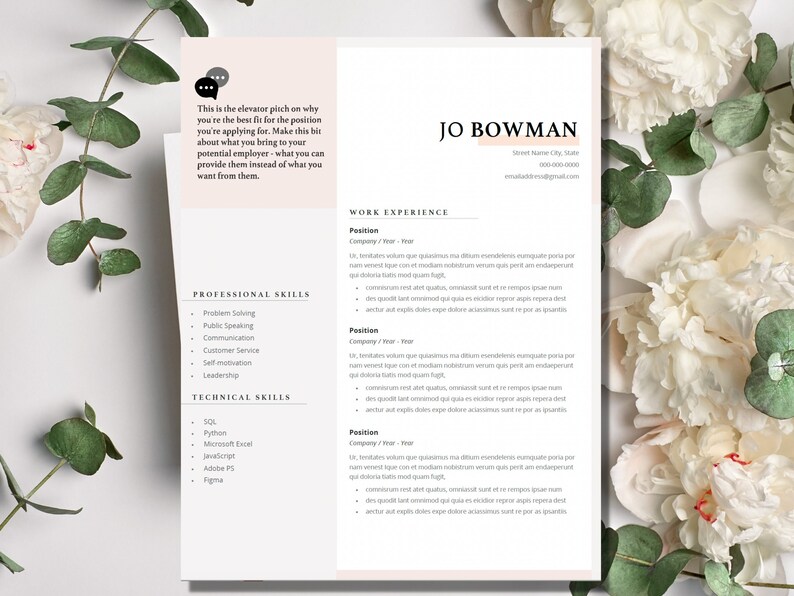 Minimalist Resume Template for Word Google Doc | Cover Letter | Modern ...