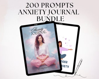 Mental Health prompts Journal Bundle Printable, Anxiety Relief Digital Download, Self Care Gift