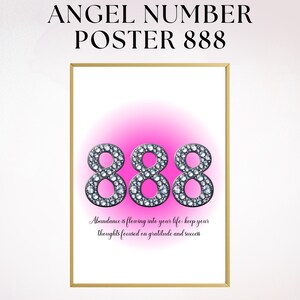 Affiche 888 avec citation inspirante, téléchargement numérique d&#39;art mural Aura spirituelle, cadeau chiffre des anges
