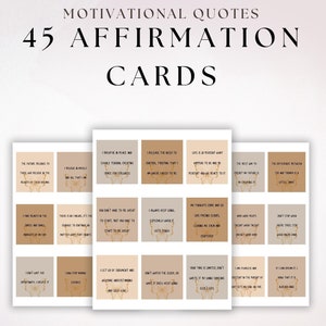 Carte di auto-potenziamento stampabili, 45 carte di affermazione quotidiana digitale, citazioni motivazionali stampabili, regalo di amor proprio Affermazioni stampabili