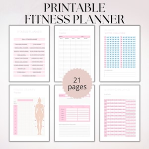 Printable Fitness Planner, Digital Workout Planner, Printable Weight loss Tracker, Digital Fitness Journal, Printable Weight Loss Challenge