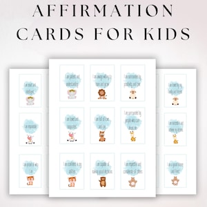 63 tägliche Affirmationen für Kinder, Selbstwertgefühl-Karten für Kinder-Digital-Download, Affirmationskarten für Kinder druckbar, Motivationszitate