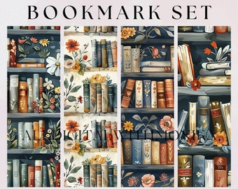 Books and Flowers Printable Bookmark Set, Book Lover Gift Digital Download, Bookworm Reading pdf