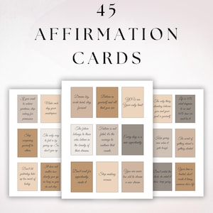 45 Affirmationskarten Digital, Achtsamkeit und mentales Wohlbefinden Karten zum Ausdrucken, Selbstfürsorge und Positivitätskarten Digitaler Download, Selbstfürsorge