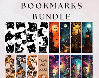 Book lover Printable Bookmarks, Bookworm Reading Gift, Bookmark Bundle Digital Download 16 Sets
