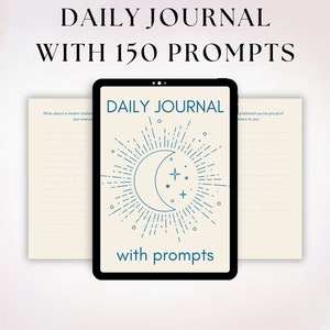 Daily Prompts Journal Printable, Mindfulness Journaling prompts Digital, Daily Journal with prompts Printable, Digital Mental Health Support