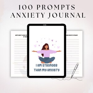 Anxiety Journal with Prompts, Mental Health Support Printable, Mindfulness Gift Digital Download, Self Reflection