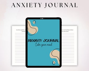 Mental Health Journal with Prompts, Printable Anxiety Support, Self Care Gift Digital Download