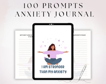 Anxiety Relief Journal 100 Prompts Printable Anxiety Journal Digital Help with Anxiety Journal Printable Mental Health Journal Goodnotes