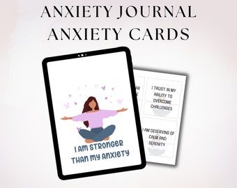Mental Health Printable Bundle, Anxiety Journal and Affirmation Cards, Self-Reflection Practice Digital Download