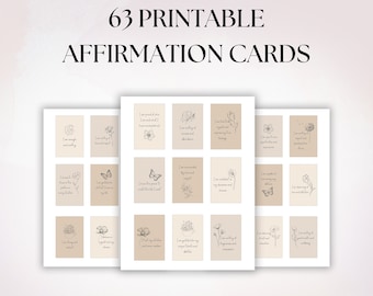 Beige Affirmation Cards Printable, Self-Care Affirmations, Mindfulness Practice Digital Download, Inspirational Quotes pdf