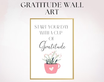 Gratitude Affirmation Poster Digital Download, Inspirational Self-Care Printable Wall Art, Mindfulness Quote Wall Decor