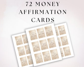 72 Printable Money Affirmations, Wealth Manifesting Cards Digital Download, Law of Attraction Gift