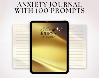 Stress Relief Journal with Prompts Printable, 100 Mental Health Prompts Digital Download, Mindfulness Gift