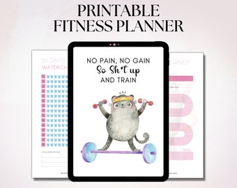 Digital Fitness Planner, Printable Fitness Tracker, Digital Workout Tracker, Weight Loss Tracker Printable, 30 day Challenge Workout planner
