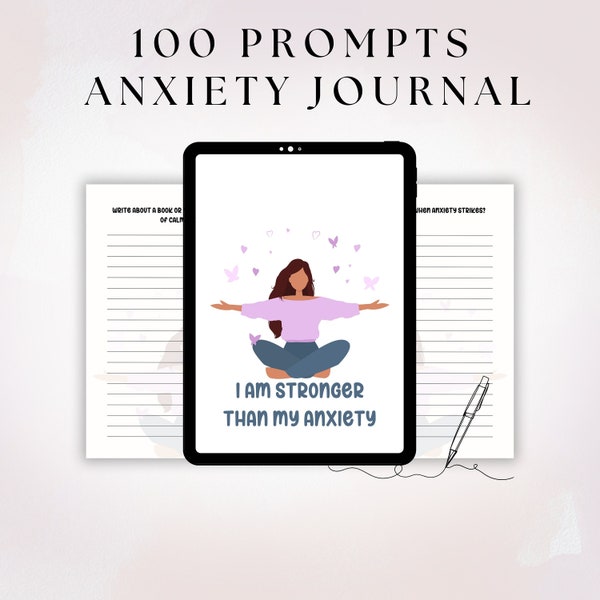 Anxiety Relief Journal 100 Prompts Printable Anxiety Journal Digital Help with Anxiety Journal Printable Mental Health Journal Goodnotes