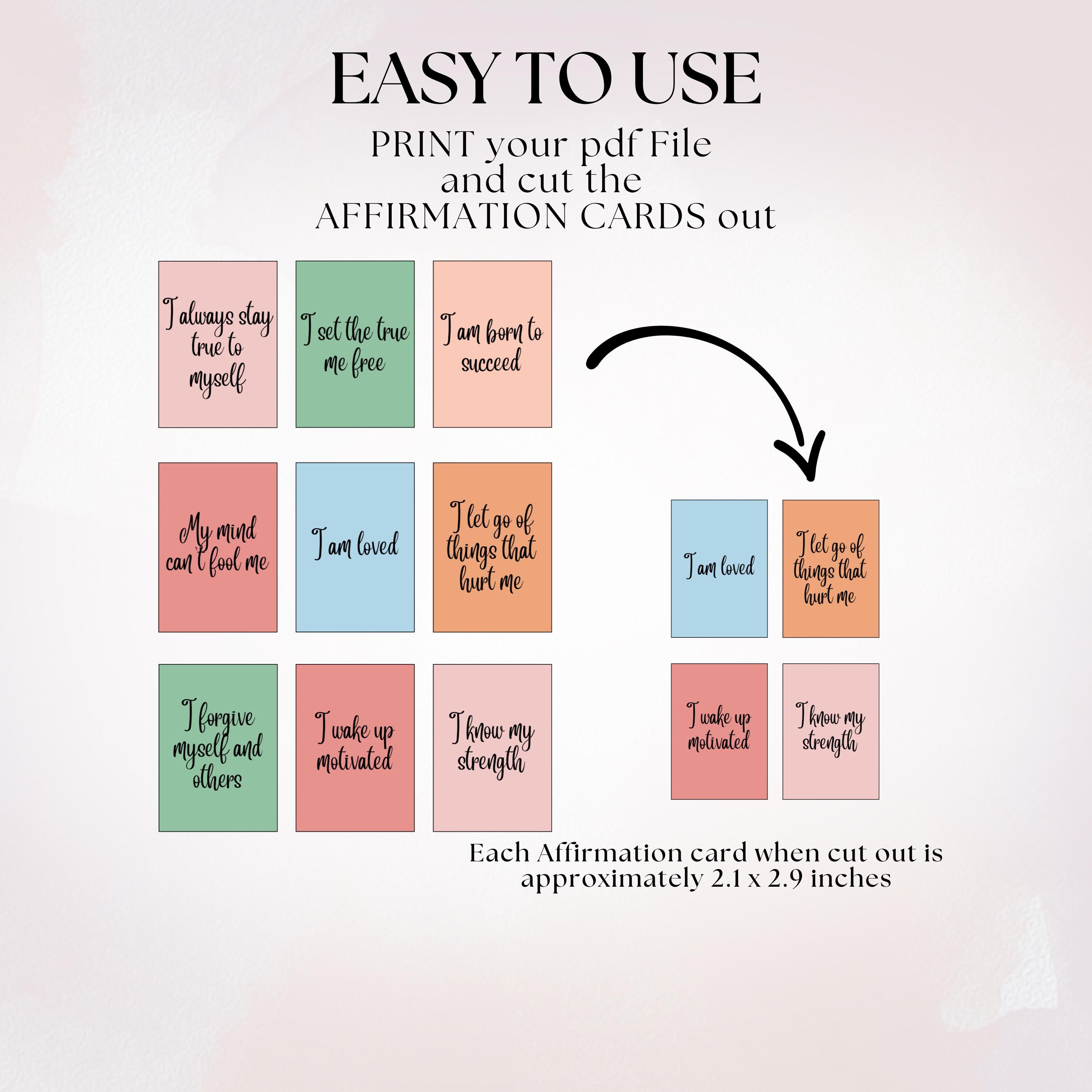 63 Affirmation Cards Printable Self Love Inspiration Cards for Self-esteem Digital Download ...
