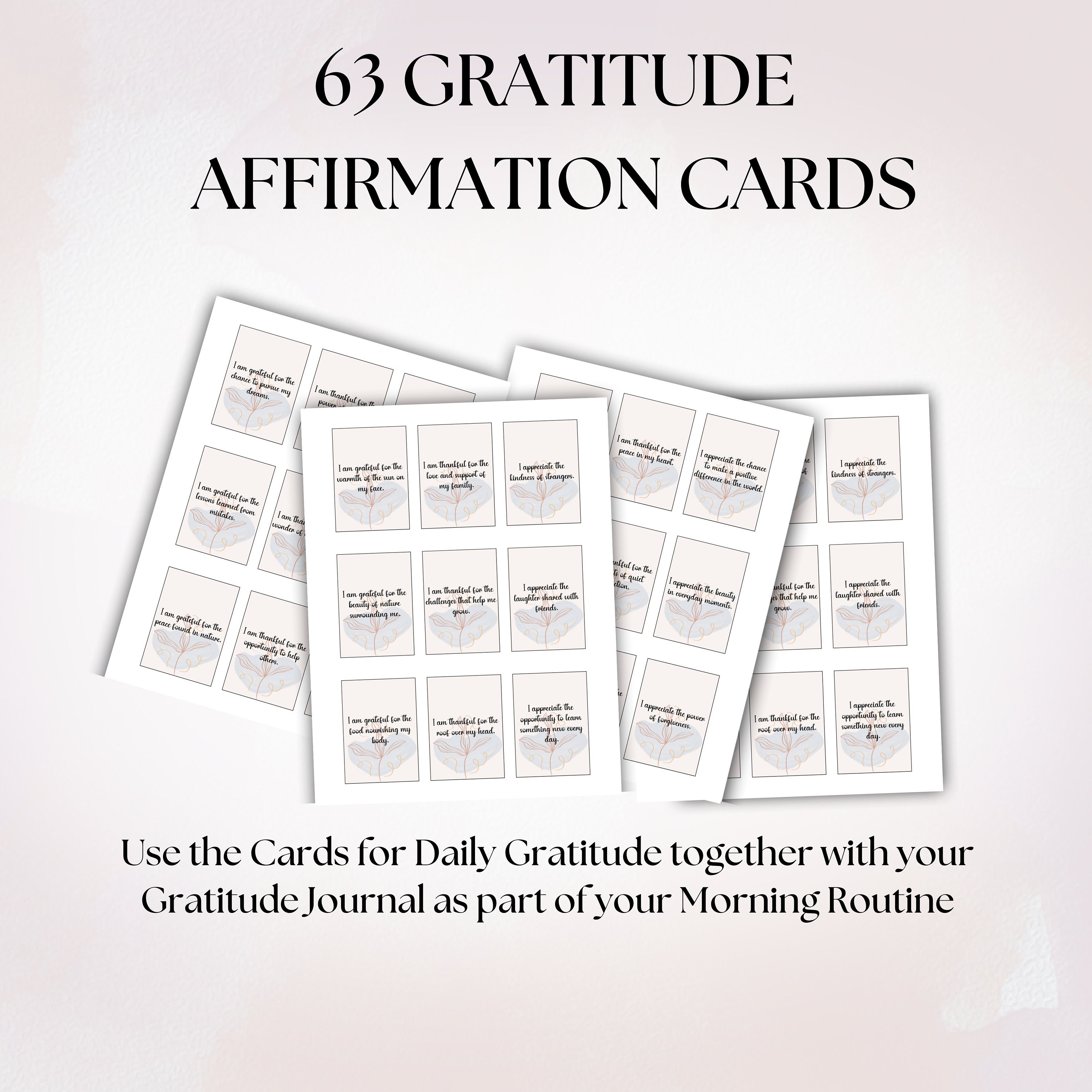 Printable Gratitude Affirmations, Daily Positivity Affirmation Cards ...