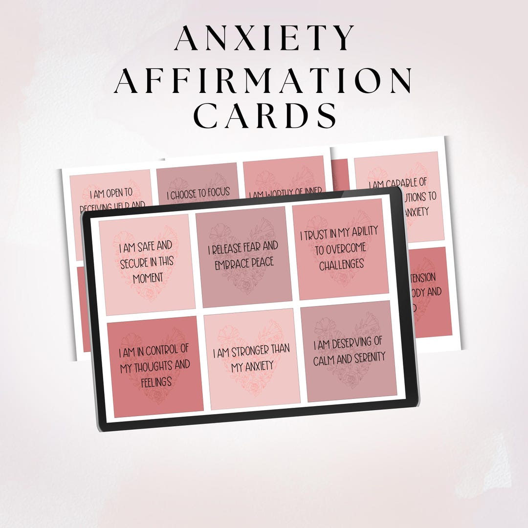 Calming Affirmation Cards for Anxiety Relief, Mental Health Printable ...