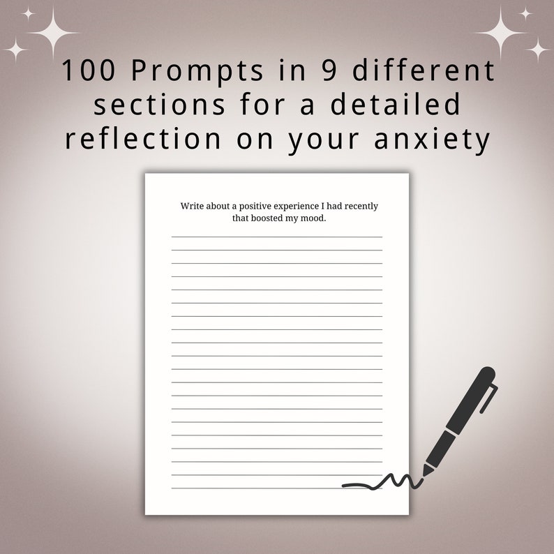 Printable Anxiety Journal With 100 Prompts Digital Anxiety Journal Self ...