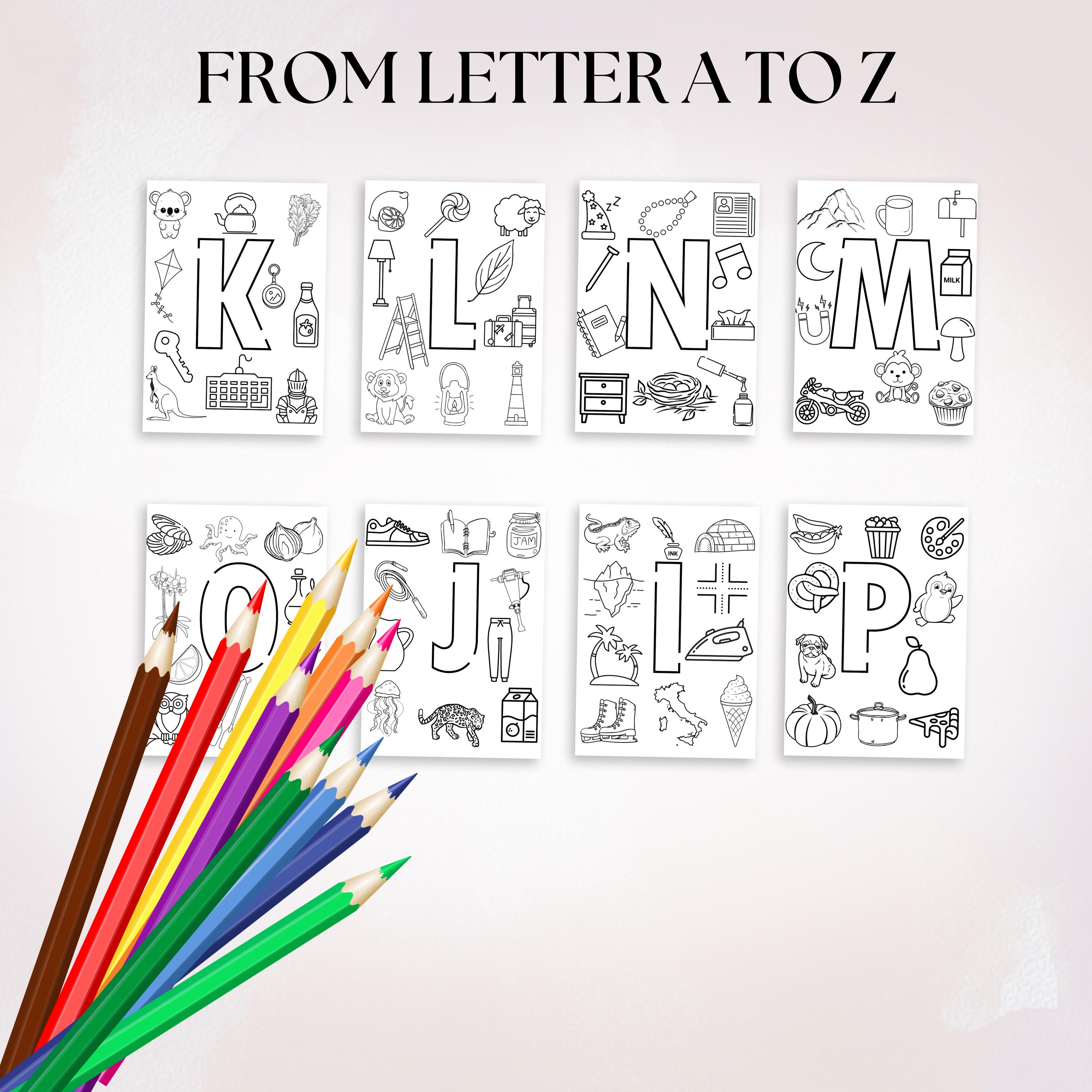 Printable Alphabet Coloring Pages, 24 Kids ABC Letters Digital Download ...