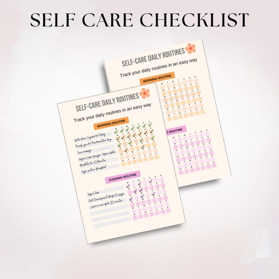 Self Care Checklist Printable, Morning & Night Routine Digital Download, Self Love Gift pdf