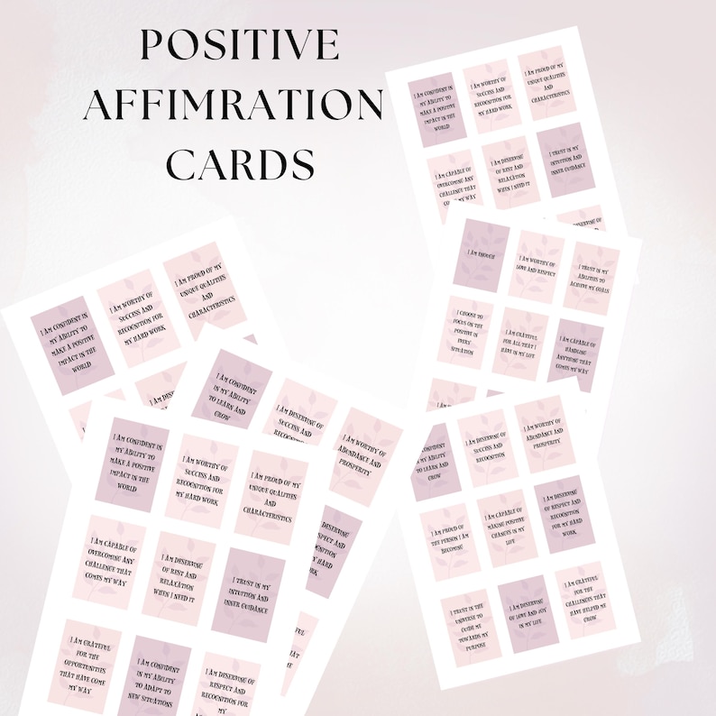 Printable Daily Affirmations, Digital Motivational Cards for Self ...