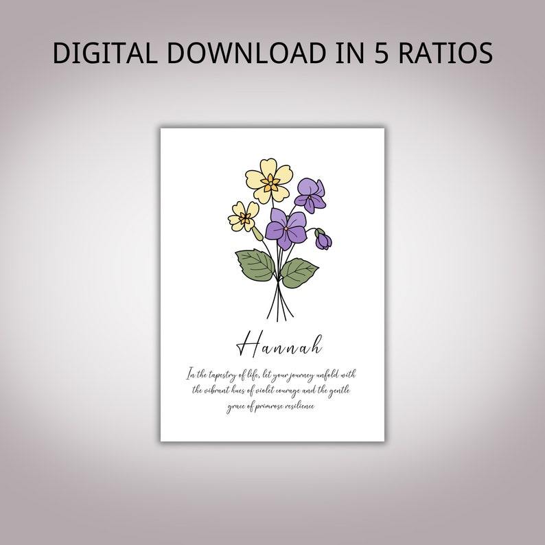 Printable Birth Month Flower Wall Art Personalized Birth Flower Gift
