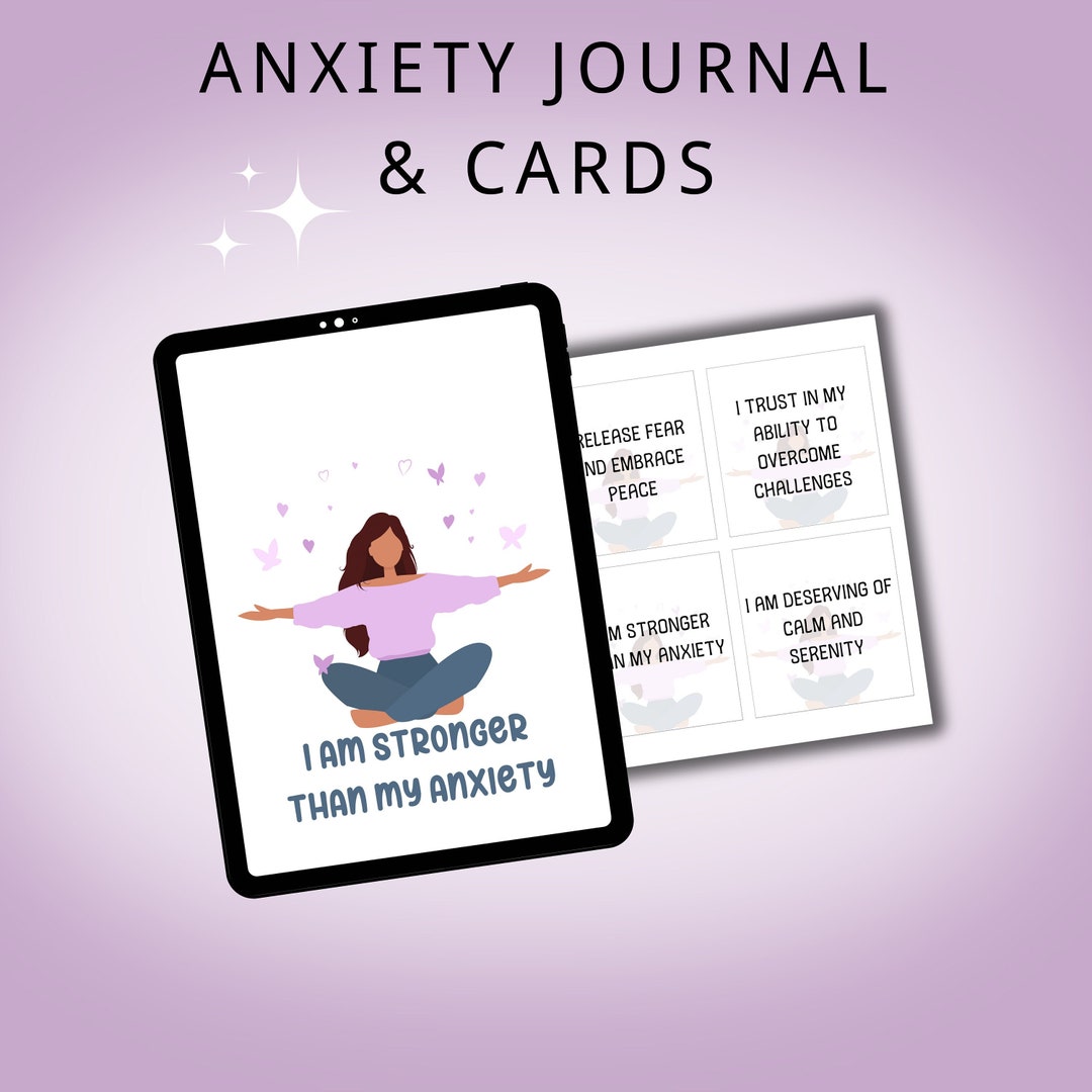 Printable Anxiety Journal With Prompts and Anxiety Relief Cards Digital
